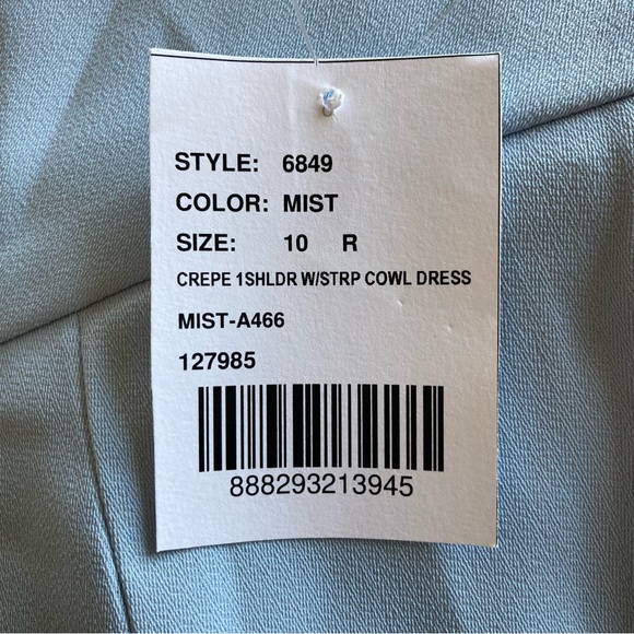 After Six NWT One Shoulder Draped Cowl Maxi Dress In Mist Size 10 - Picture 8 of 8